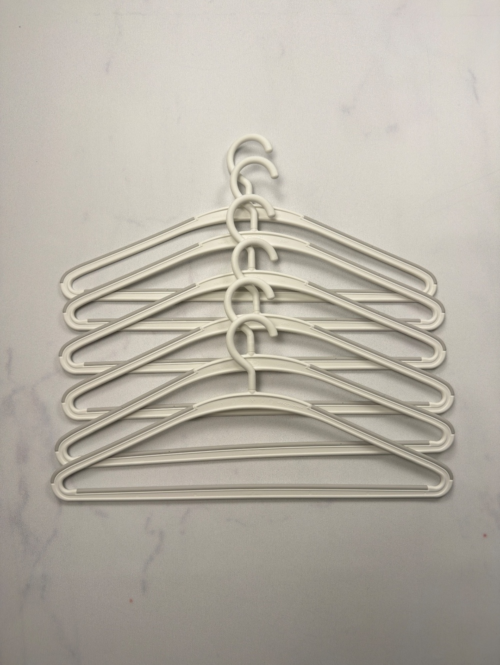 Ikea Adult White Plastic Clothes Hangers Set Minimalist Utility Lot of 6